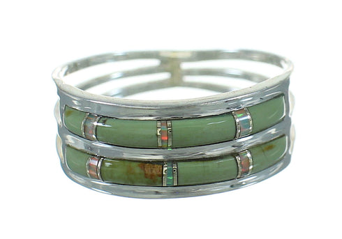 Silver Southwestern Turquoise And Opal Jewelry Ring Size 5-1/2 AX89974